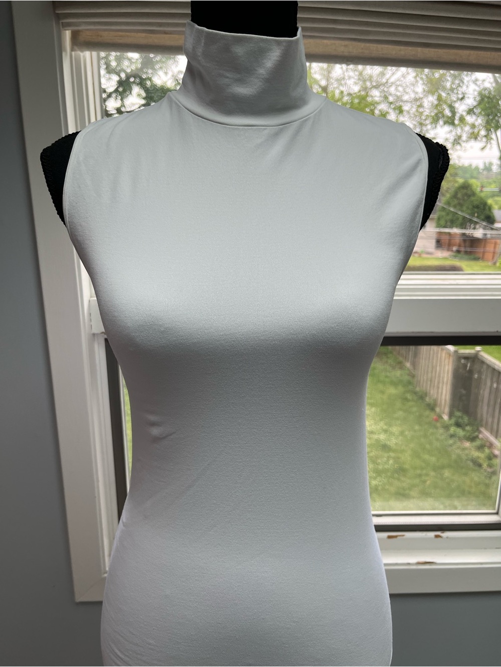 Classic White Sleeveless Mock Neck Tank Top by Recover Designs